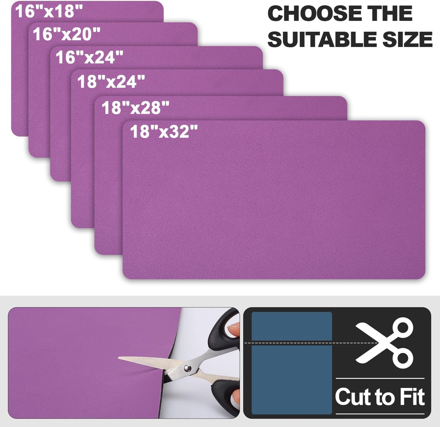 Dish Drying Mat for Kitchen Counter | Coffee Bar Mat for Countertops | Heat Resistant Drainer Mat with Non-slip Rubber Backed | Hide Stain Kitchen Absorbent Draining Mat | Purple 18"x24"