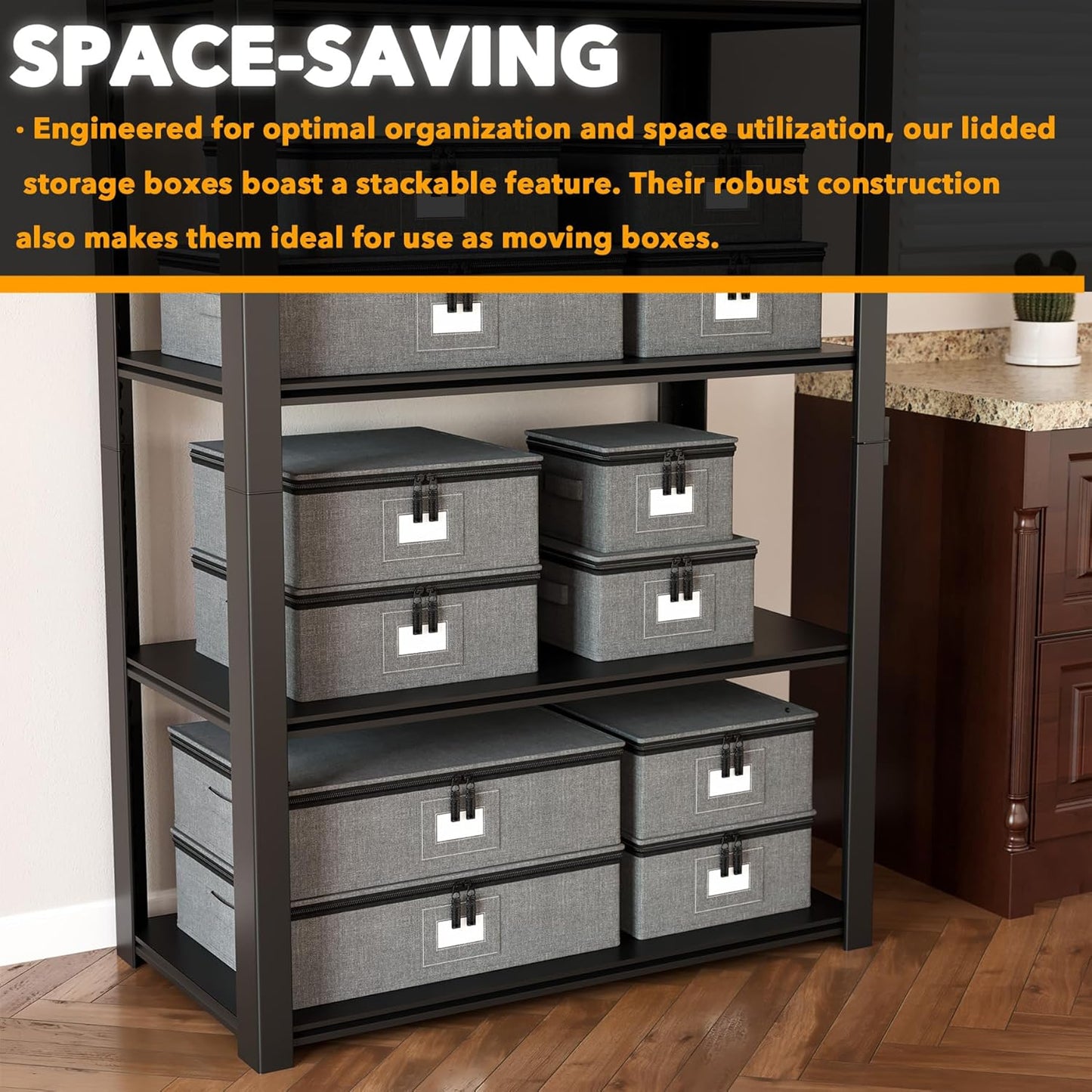 SpaceAid China Storage Containers 6 Pack, Stackable Hard Shell Quilted Cases with Soft Plate Separators, Moving Supplies Packing Boxes for Dishes, Plates, Platters, Mugs, Cups (Grey)