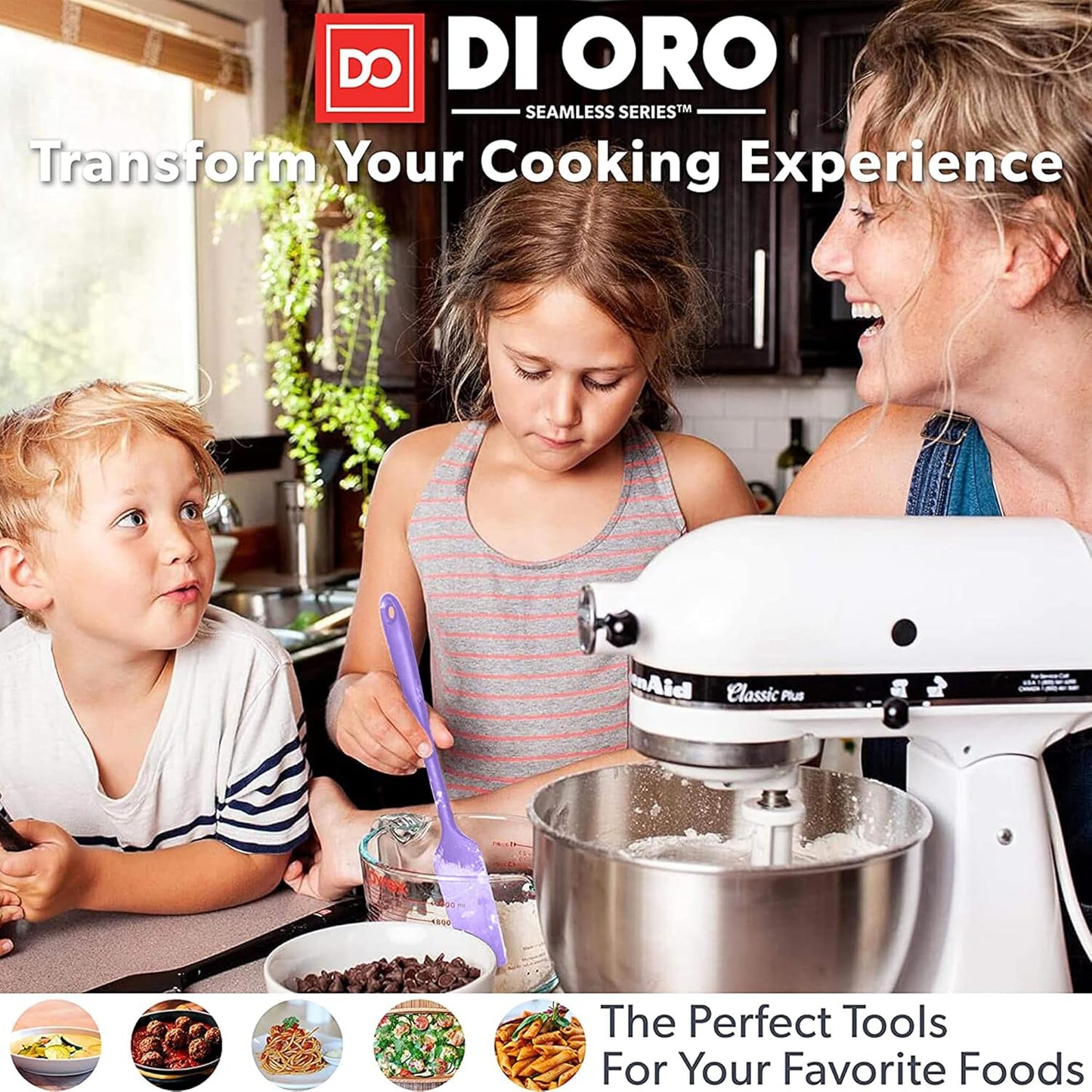 DI ORO Silicone Spatula Set - Rubber Kitchen Spatulas for Baking, Cooking, & Mixing - 600°F Heat-Resistant & BPA Free Silicone Scraper Spatulas for Nonstick Cookware - Dishwasher Safe (5pc, Lavender)