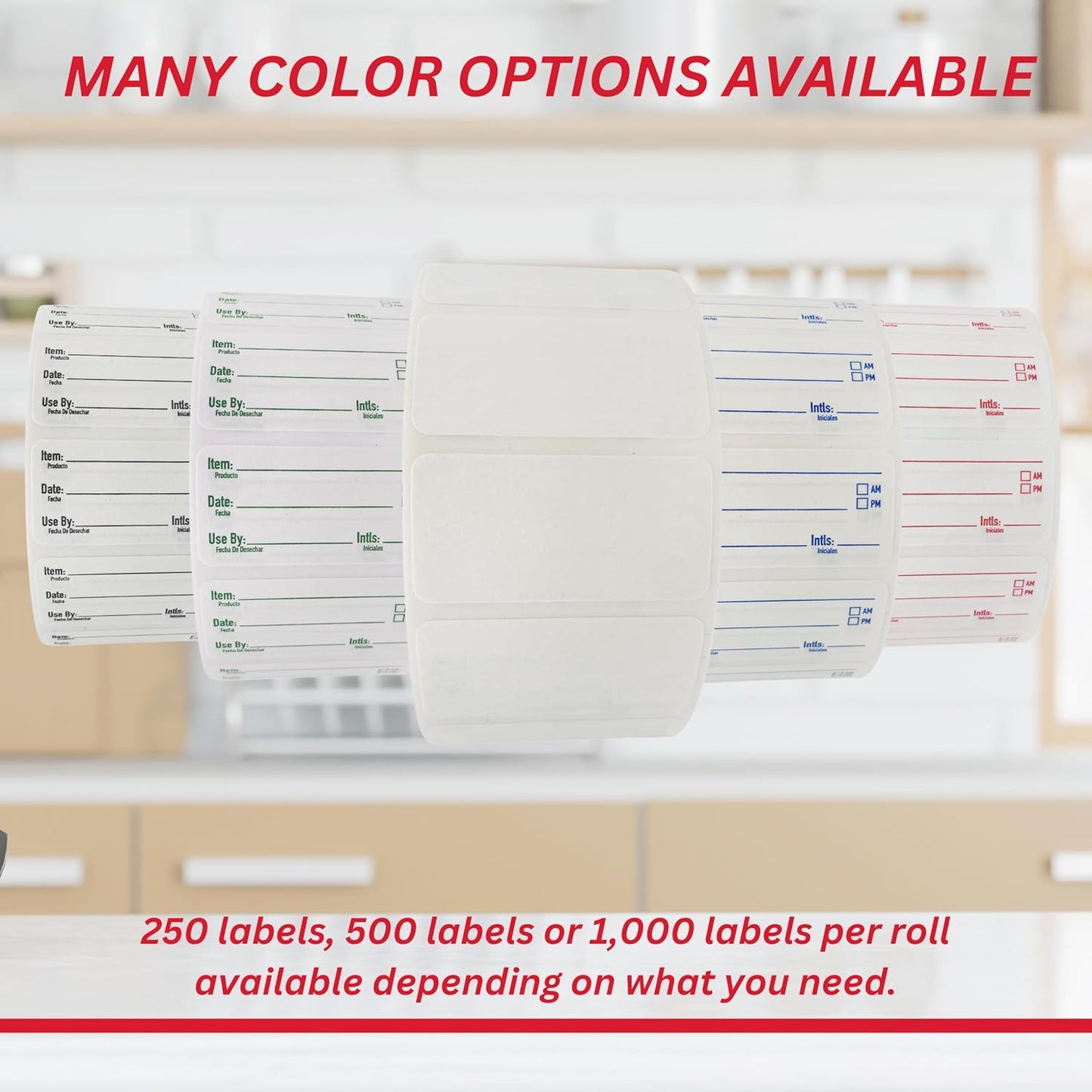 2x1 Dissolvable Food Labels, 250 Label Stickers, Bottle Labels for Storage Bins, Sticker Labels for Food containers, (250, Blank)