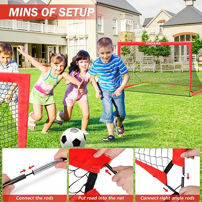 Kids Soccer Goals for Backyard Set of 2 6X4ft Portable