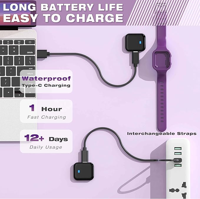 Kids Fitness Tracker,Digital Pedometer Watch,Sport Watch, Steps Counter, Waterproof, Alarm Clock for Boys Grils Kids Children (Purple)