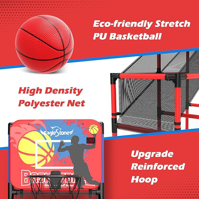 Kids Basketball Hoop Arcade Game W/Electronic Scoreboard Cheer Sound W/4 Balls, 3-6 5-7 5-7 8-12 8-12 Toddlers
