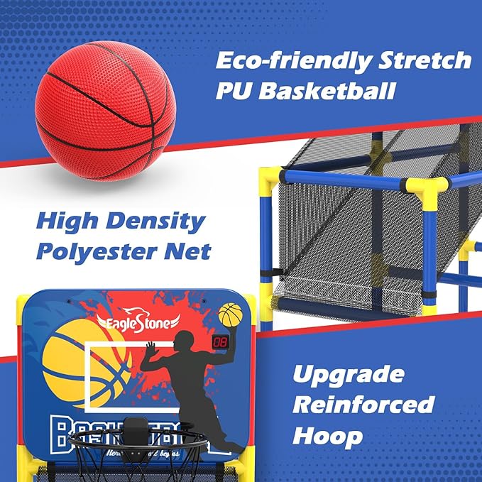 Kids Basketball Hoop Arcade Game W/Electronic Scoreboard Cheer Sound W/4 Balls, 3-6 5-7 5-7 8-12 8-12 Toddlers