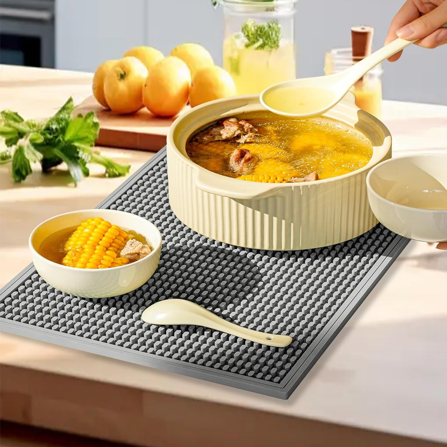 2 Pack Bar Mat, Home Bar Tool Drying Mats, Bar Accessories for The Home Bar Set 18''x12''(Gray) for Bars, Outdoor Camping, Bar for Home