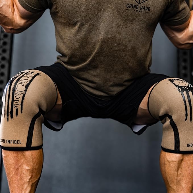 Knee Sleeves for Weightlifting & Powerlifting (7mm Pair) For Men & Women - Knee Wraps for Weight Lifting, Squats, Fitness, Gym Workout, Crossfit - IPF Approved Knee Compression Sleeve Support