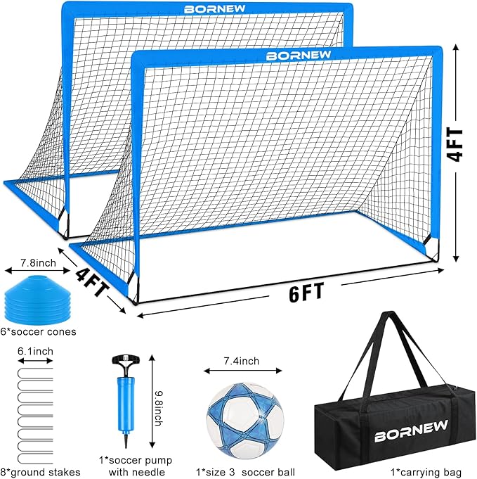 Kids Soccer Goal for Backyard Set - 2 6X4 / 4X3 ft