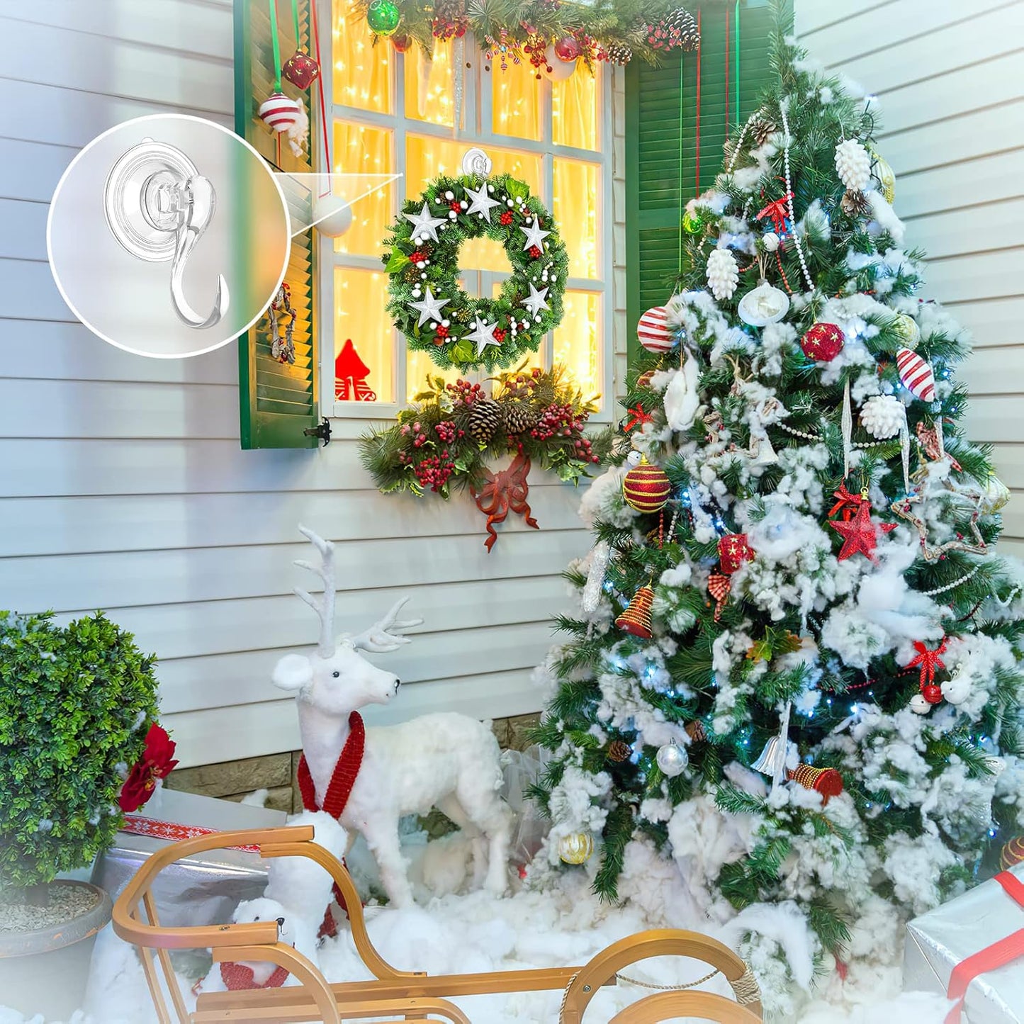 VIS'V Large Suction Cup Hooks with Wipes, Heavy Duty, Removable and Reusable, Clear, 5 Pcs