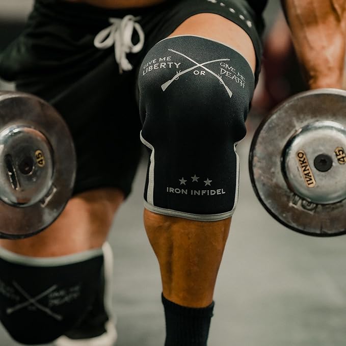 Knee Sleeves for Weightlifting & Powerlifting (7mm Pair) For Men & Women - Knee Wraps for Weight Lifting, Squats, Fitness, Gym Workout, Crossfit - IPF Approved Knee Compression Sleeve Support