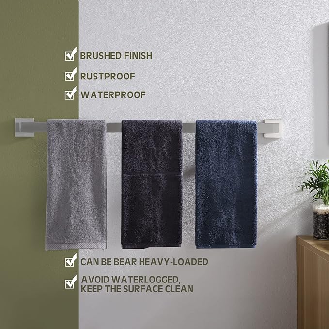 KOKOSIRI 32-Inch Single Towel Bar T-304 Stainless 2 Pack, B4003BR-L32-P2
