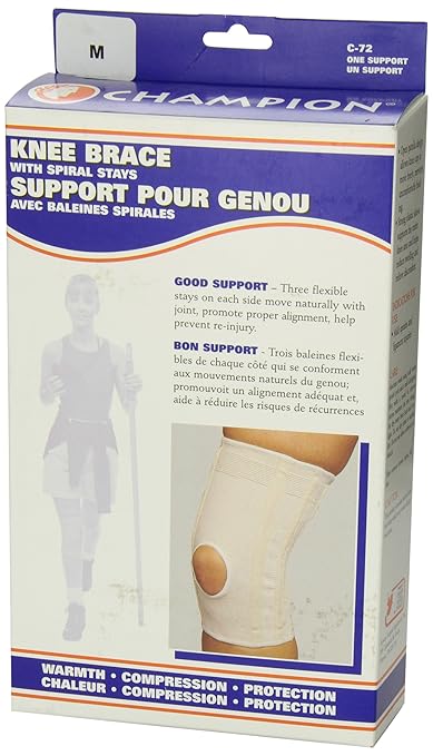 Knee Brace Flexible Stays Knit Elastic, White, Medium (Pack of 2)
