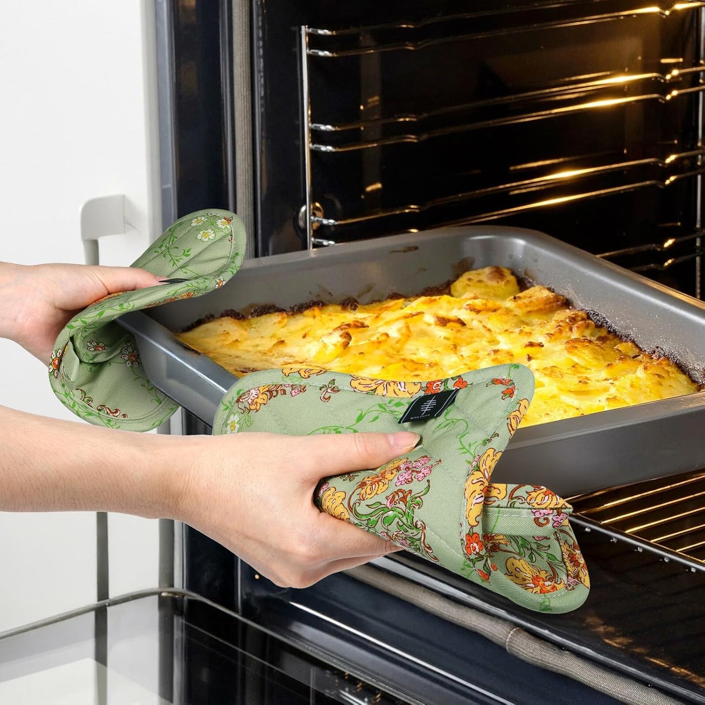 Pot Holders for Kitchen Heat Resistant Hot Pads for Countertops Oven Pot Holders Cotton Potholders for Kitchen Cooking Baking (Sweet Flowers)