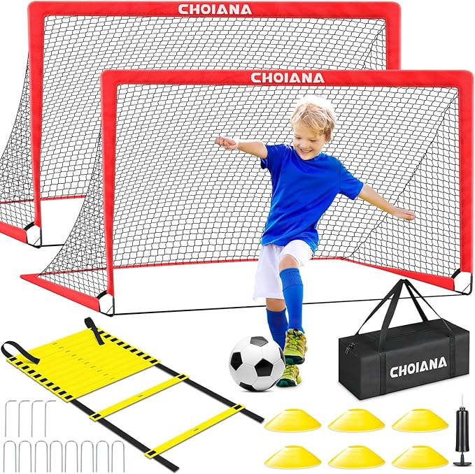 Kids Soccer Goals for Backyard Set of 2 6X4ft Portable