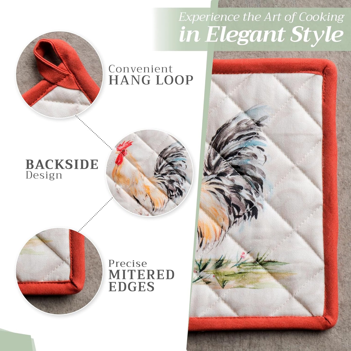 Maison d' Hermine Campagne 100% Cotton Pot Holder, 8 - inch by 8 - inch.