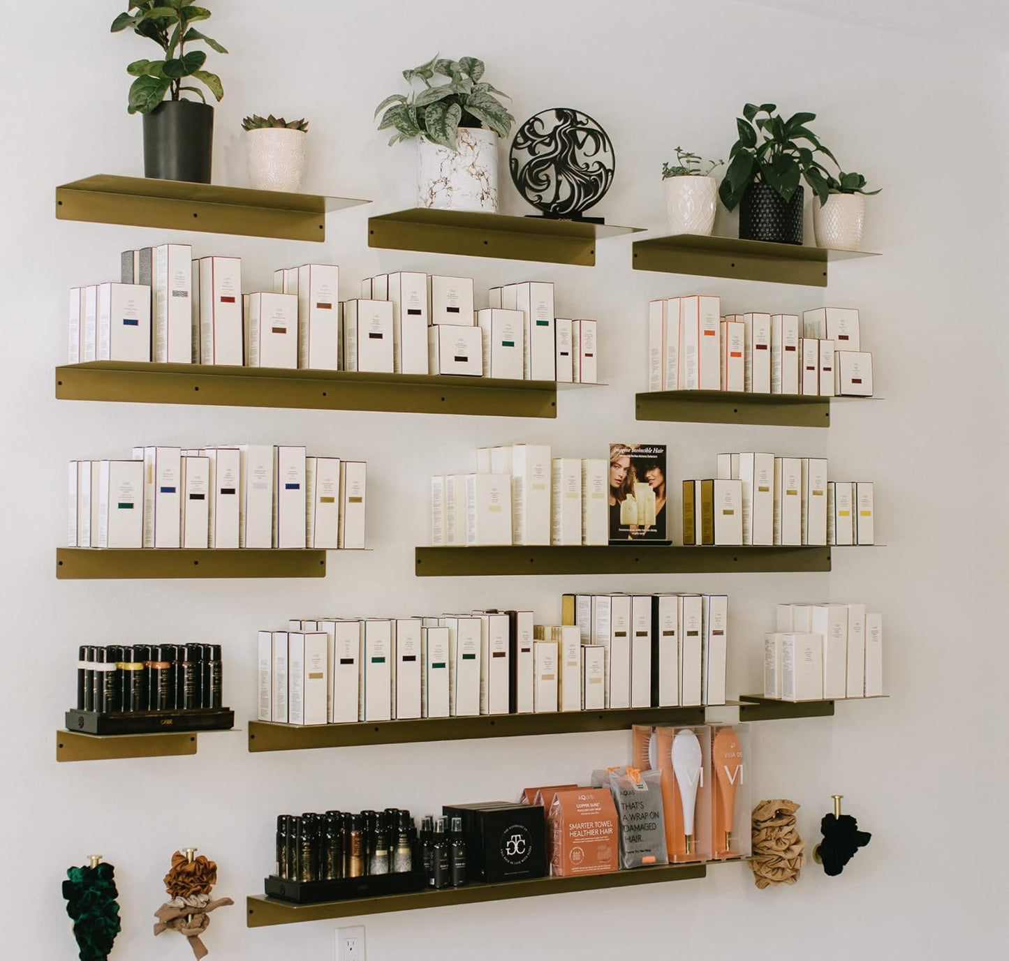 DIY CARTEL Linear Floating Shelf - Forged USA Steel - Industrial Heavy Duty Metal Wall Mounted Modern Rustic Shelf - Made in The USA (48-in X 8-in Powder Coated Gold)