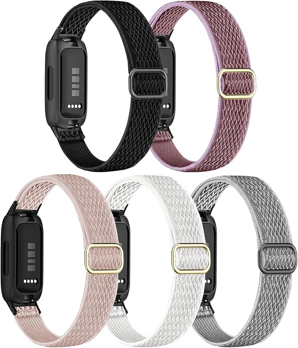 5 Pack Stretchy Nylon Compatible with Fitbit Inspire 3 Bands for Women Men, Elastic Adjustable Soft Sport Strap Replacement Wristband for Fitbit Inspire 3 Bands/Fitbit Inspire 2