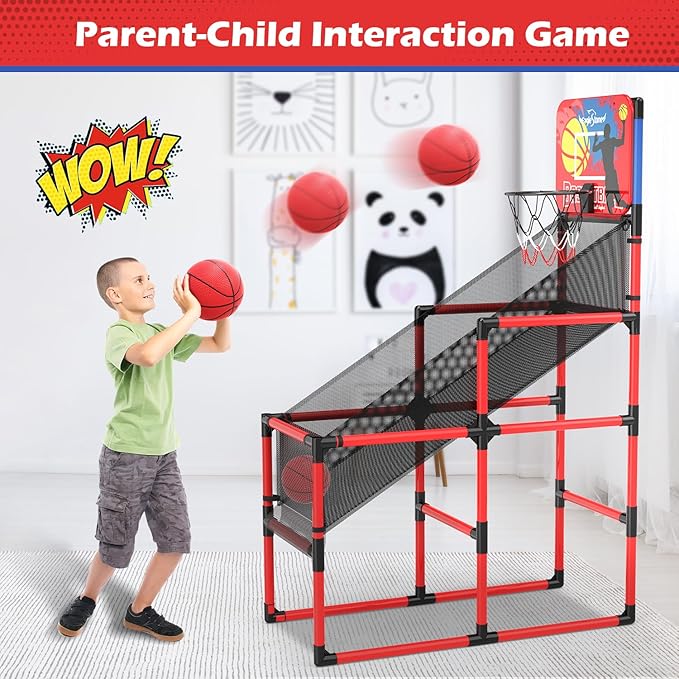 Kids Basketball Hoop Arcade Game W/Electronic Scoreboard Cheer Sound W/4 Balls, 3-6 5-7 5-7 8-12 8-12 Toddlers