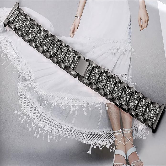 22mm Women's Jewelry Bling Diamond Metal Dressy Strap, Adjustable Replacement Strap Accessories Compatible for GTX12, T60 Smart Watches