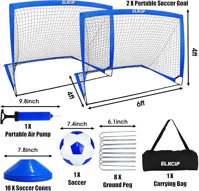 Kids Soccer Goals for Backyard Set of 2 6X4 /4x3 /4x3 ft