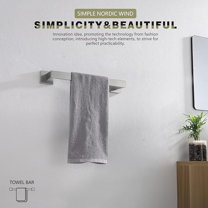 KOKOSIRI 12-Inch Single Towel Bar SUS304 Stainless B4003BR-L12