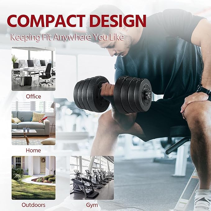 Yaheetech 66LB Weight Dumbbell Set Fitness Adjustable Cap Gym/home Barbell Plates Body Workout for Women and Men Strength Training