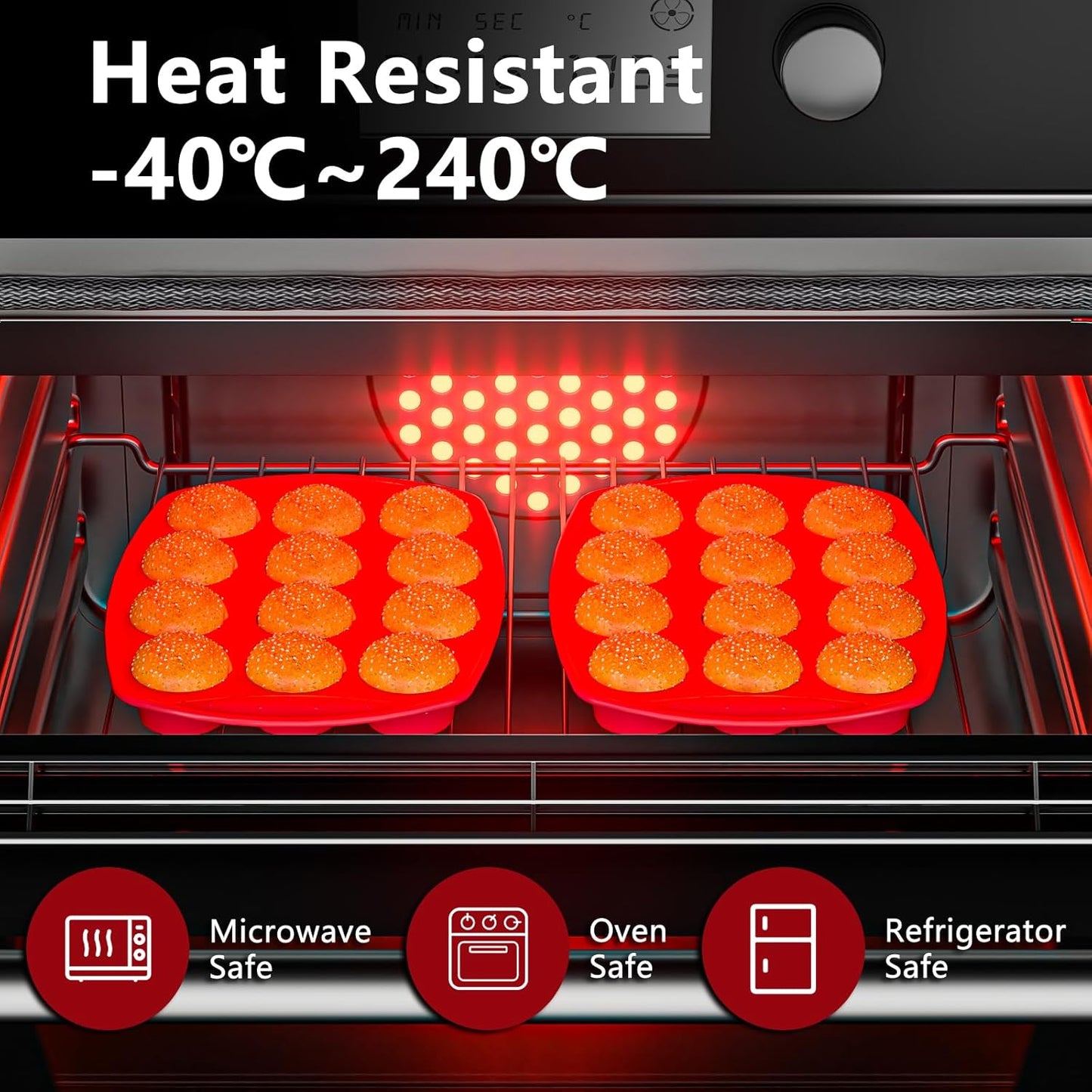 2 Inch Round Muffin Pan,2 Pcs 12 Cups Egg Bites Silicone Mold,Cupcake Pan Molds For Baking English Muffins and Egg Bites,Cookies,Whoopie Pies,Mini Cakes,Biscuits,Buns