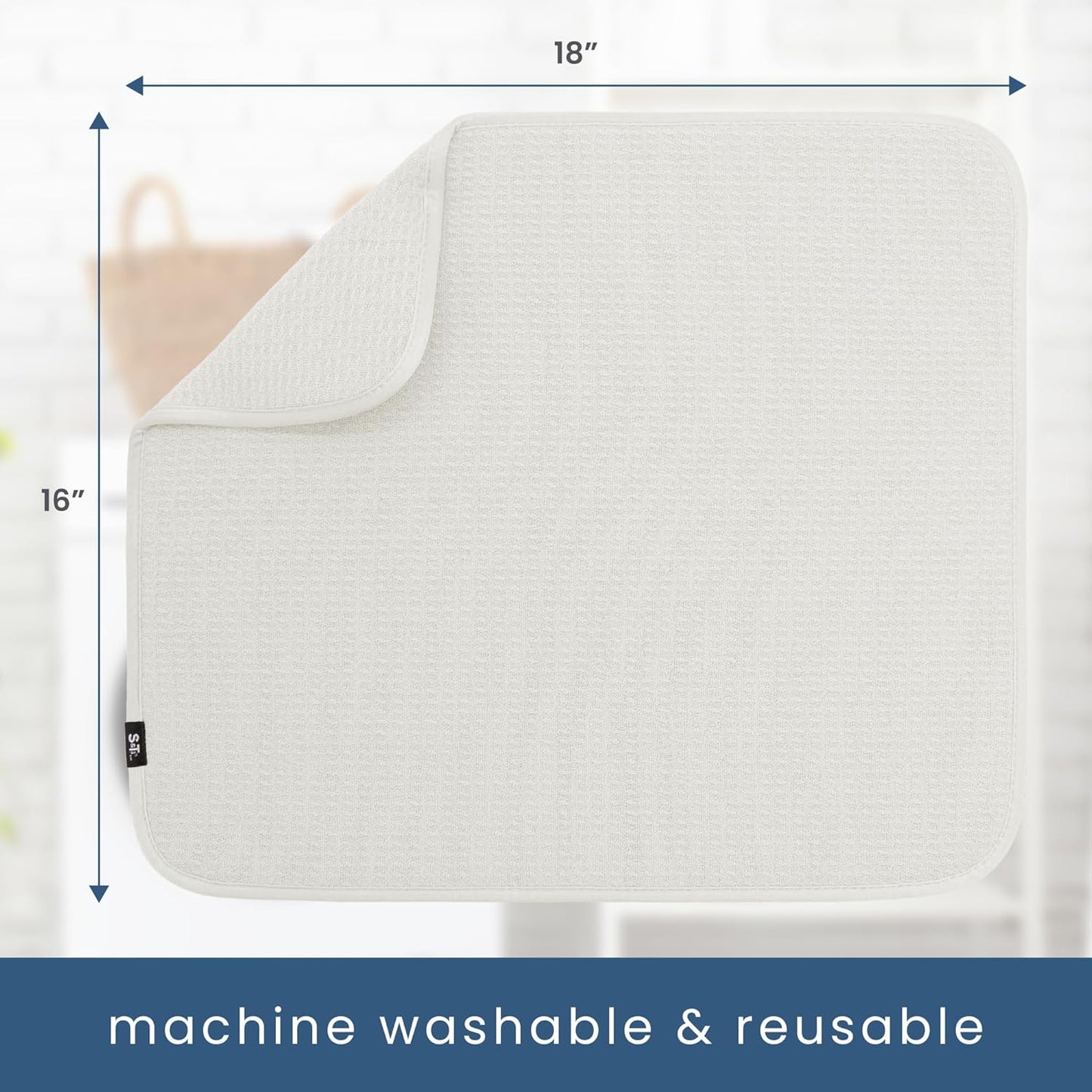 S&T INC. Dish Drying Mat, 16” x 18”, Absorbent Microfiber Kitchen Counter Mat, Dish Drying Pad for Dishes, Utensils, Pots and Pans, Large, Cream