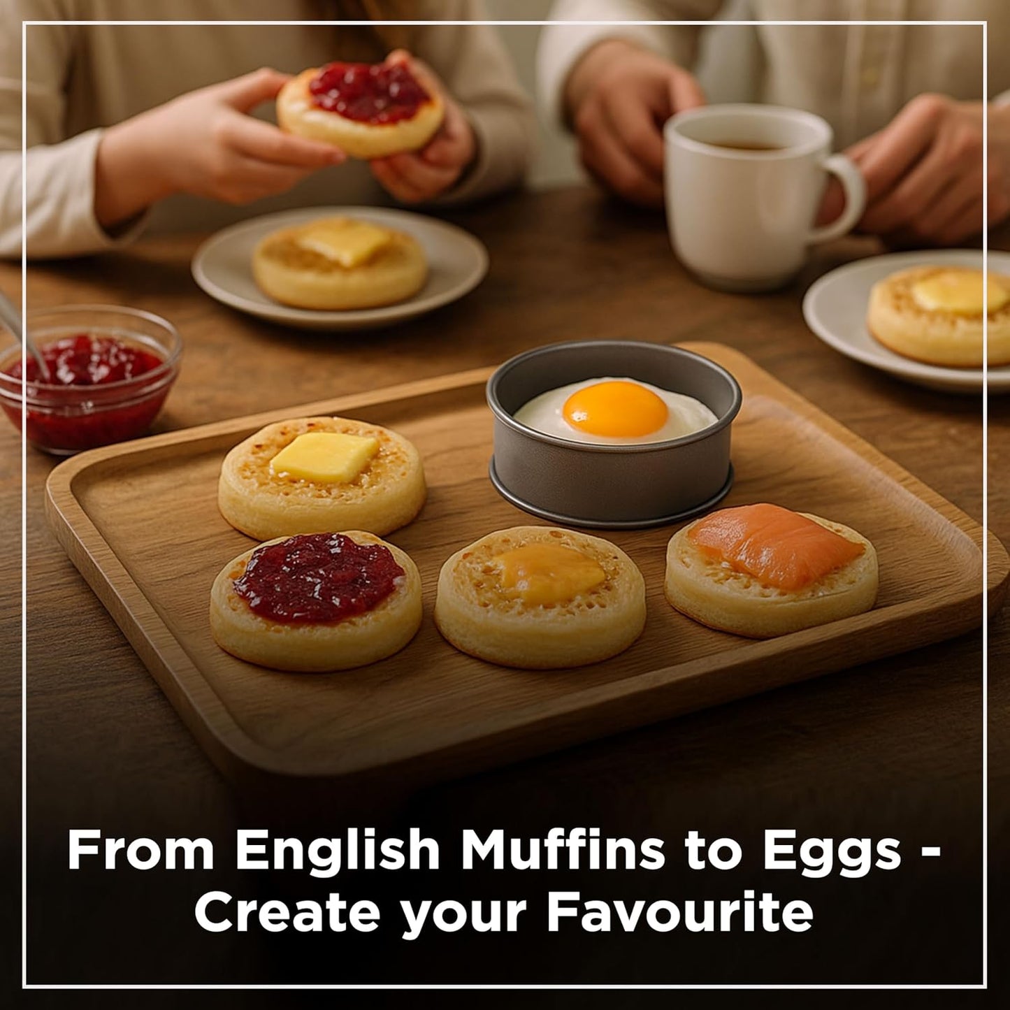 Wrenbury Crumpet Rings Nonstick 3.5 inch - English Muffin Rings - Set of 4 Food Ring Molds for Cooking – Metal Baking Egg Ring Set - Made in England