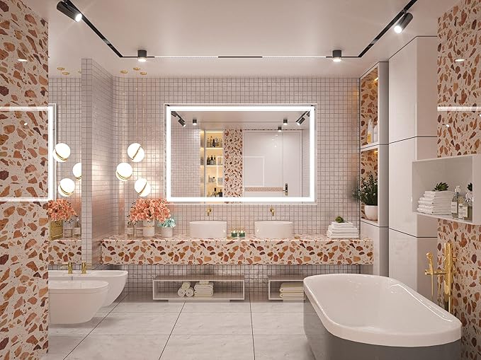 Keonjinn LED Bathroom Mirror with Lights 60 x 40 Inch,
