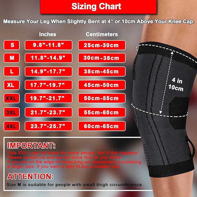 Knee Sleeve, knee Support for women and men with Removable Adjustable Straps, Premium Knee Compression Sleeve and Knee Brace for Arthritis Pain, Running, Cross Training