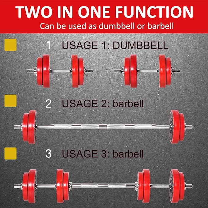 Soozier Adjustable Dumbbell Set, Convertible to Barbell Weight Set for Home Gym Women and Men Weight Lifting Training