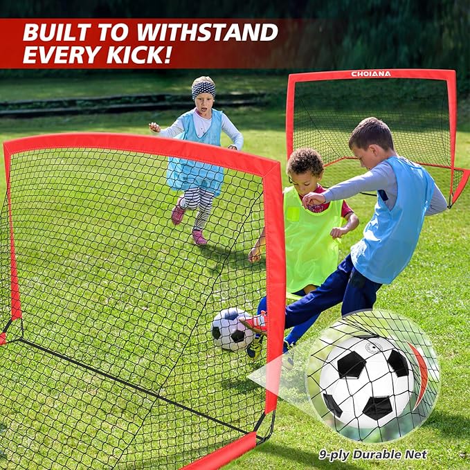 Kids Soccer Goals for Backyard Set of 2 6X4ft Portable