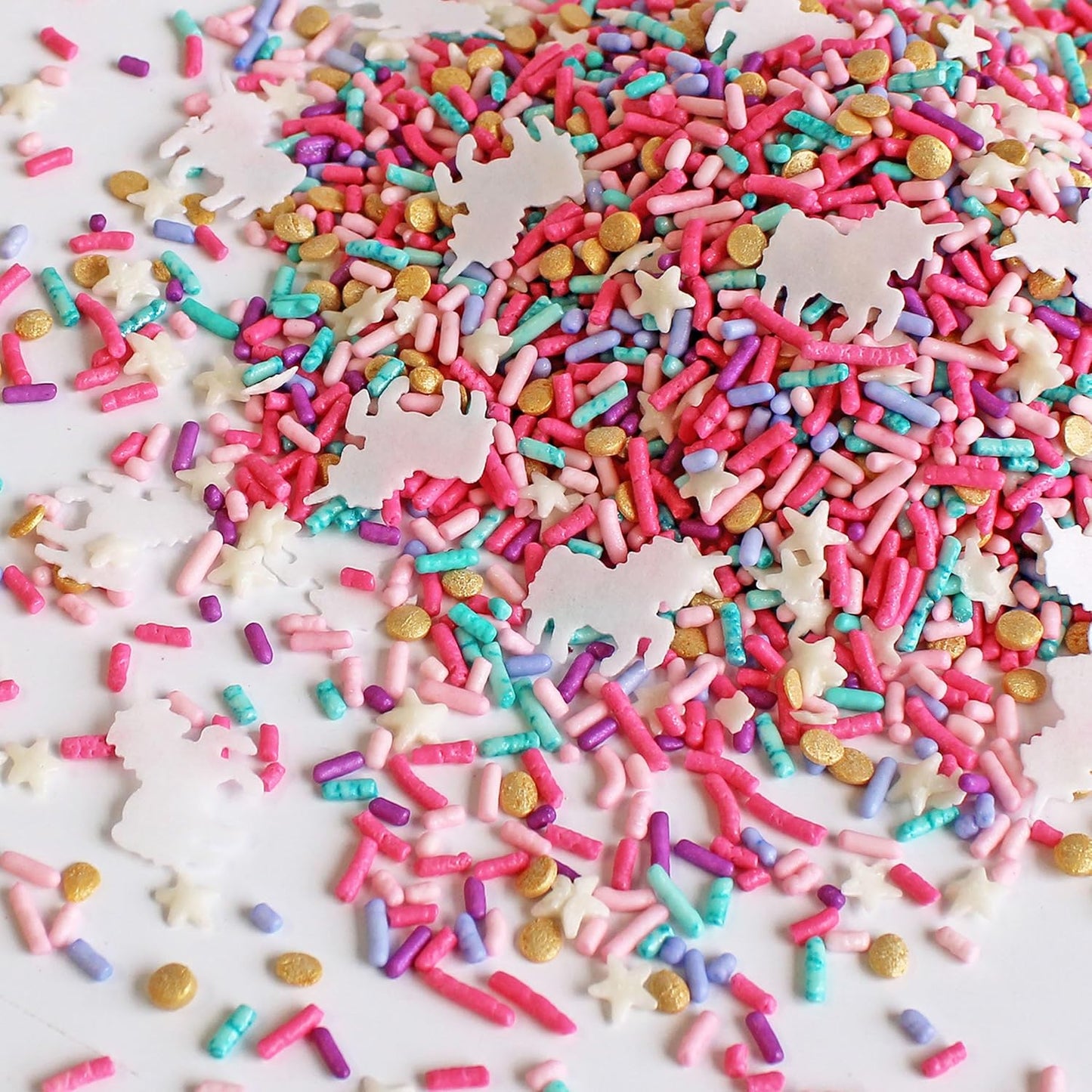 Sprinkle Pop Party Like A Unicorn Sprinkle Mix| Rainbow Sprinkles Heavy on Pink Gold Jimmies with ~10 Unicorn Wafer Papers| Birthday Sprinkles Made in USA for Decorating Cake Cupcakes Cookie, 2oz