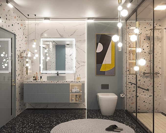 Keonjinn 36 x 36 Inch LED Bathroom Mirror