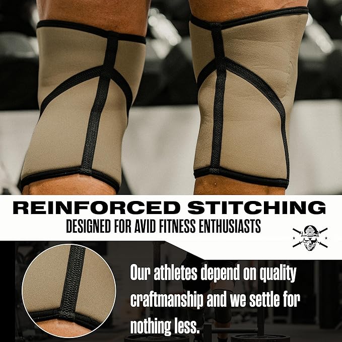 Knee Sleeves for Weightlifting & Powerlifting (7mm Pair) For Men & Women - Knee Wraps for Weight Lifting, Squats, Fitness, Gym Workout, Crossfit - IPF Approved Knee Compression Sleeve Support