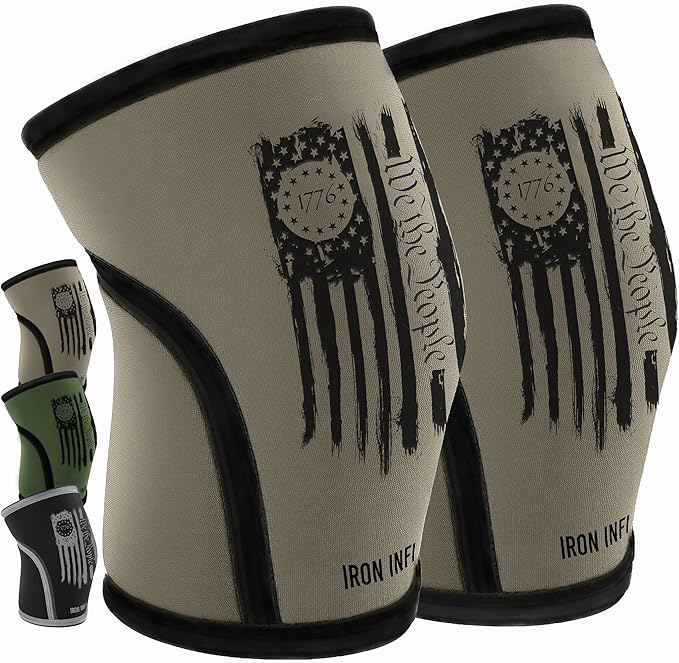 Knee Sleeves for Weightlifting & Powerlifting (7mm Pair) For Men & Women - Knee Wraps for Weight Lifting, Squats, Fitness, Gym Workout, Crossfit - IPF Approved Knee Compression Sleeve Support