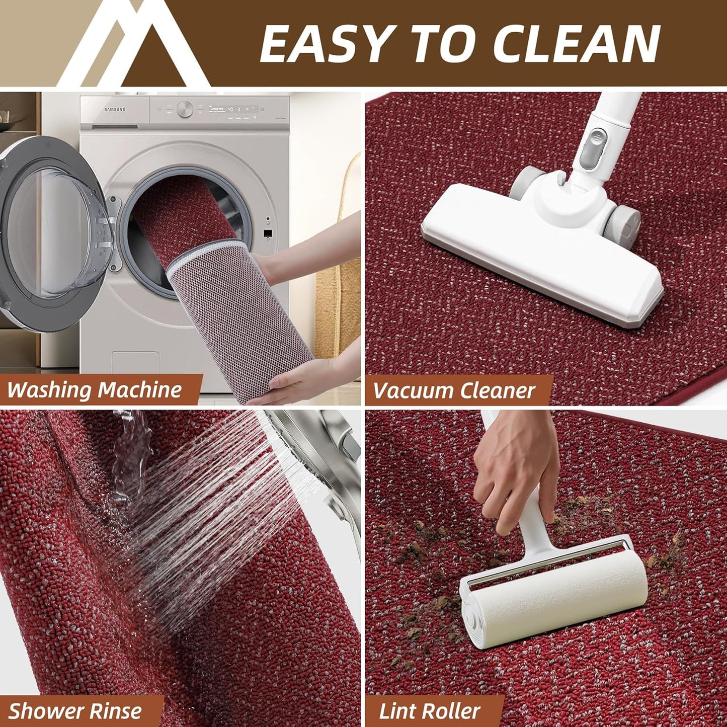 COSY HOMEER Kitchen Rugs and Mats 2PCS Non Slip Kitchen Mats for Floor Washable Stain Resistant Kitchen Runner Rug Sets Absorbent Kitchen Floor Mat 20"x32"+20"x48",Red