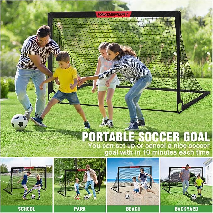 Kids Soccer Goals for Backyard Set - 2 6x4 ft