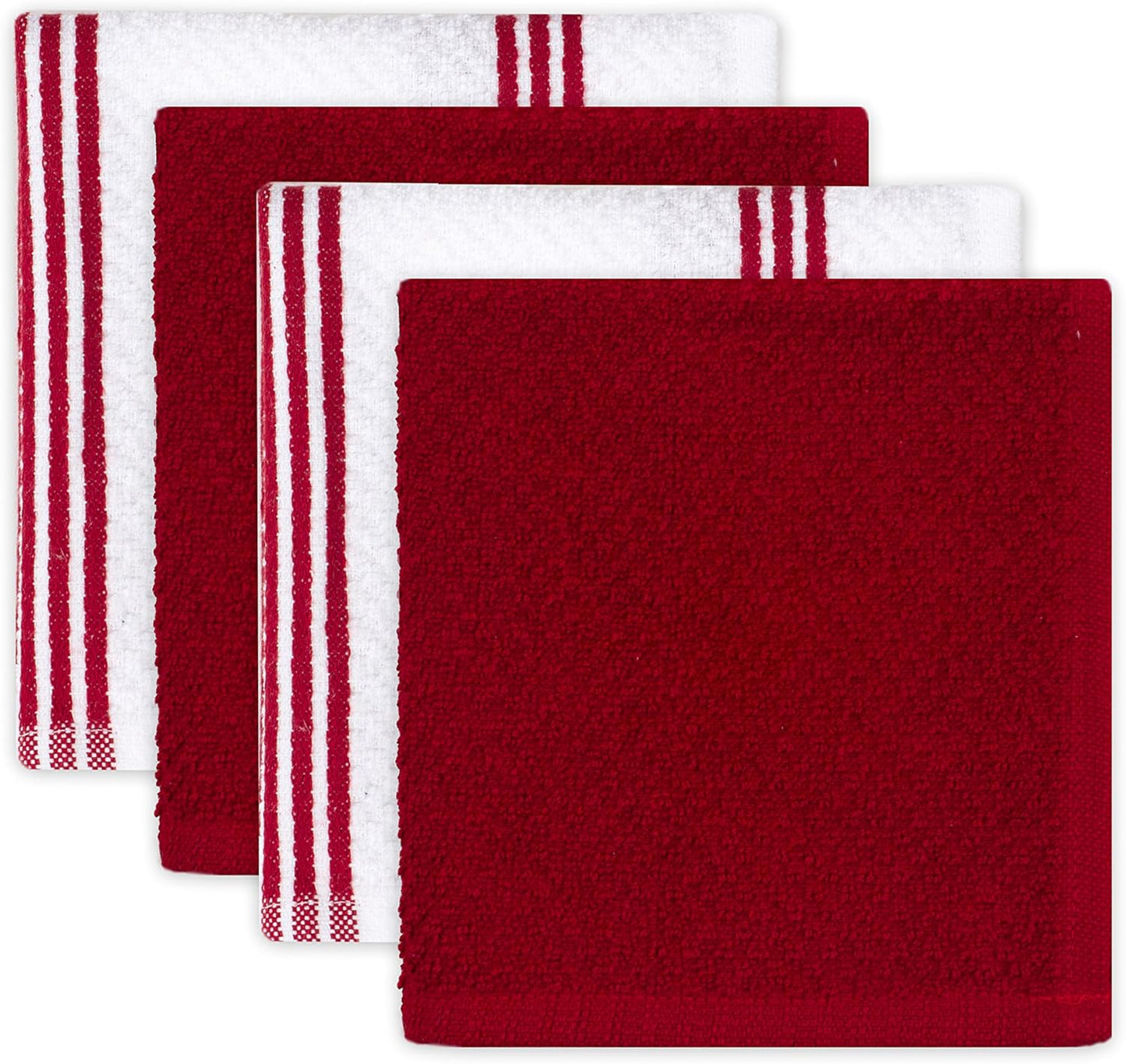 Sticky Toffee 9-Piece Kitchen Set – Red 100% Cotton Terry Dish Towels, Dishcloths, Oven Mitts, and Pot Holders with Non-Slip Silicone, Oeko-Tex Cotton