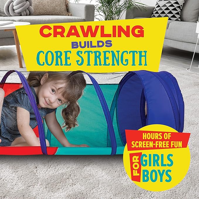 Kiddey Multicolored Play Tunnel for Kids (6’) – (2 Pack)