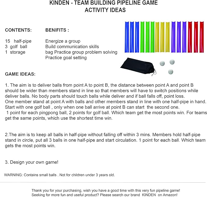 KINDEN 15 Pipe Pipeline Team Building Activities Kit