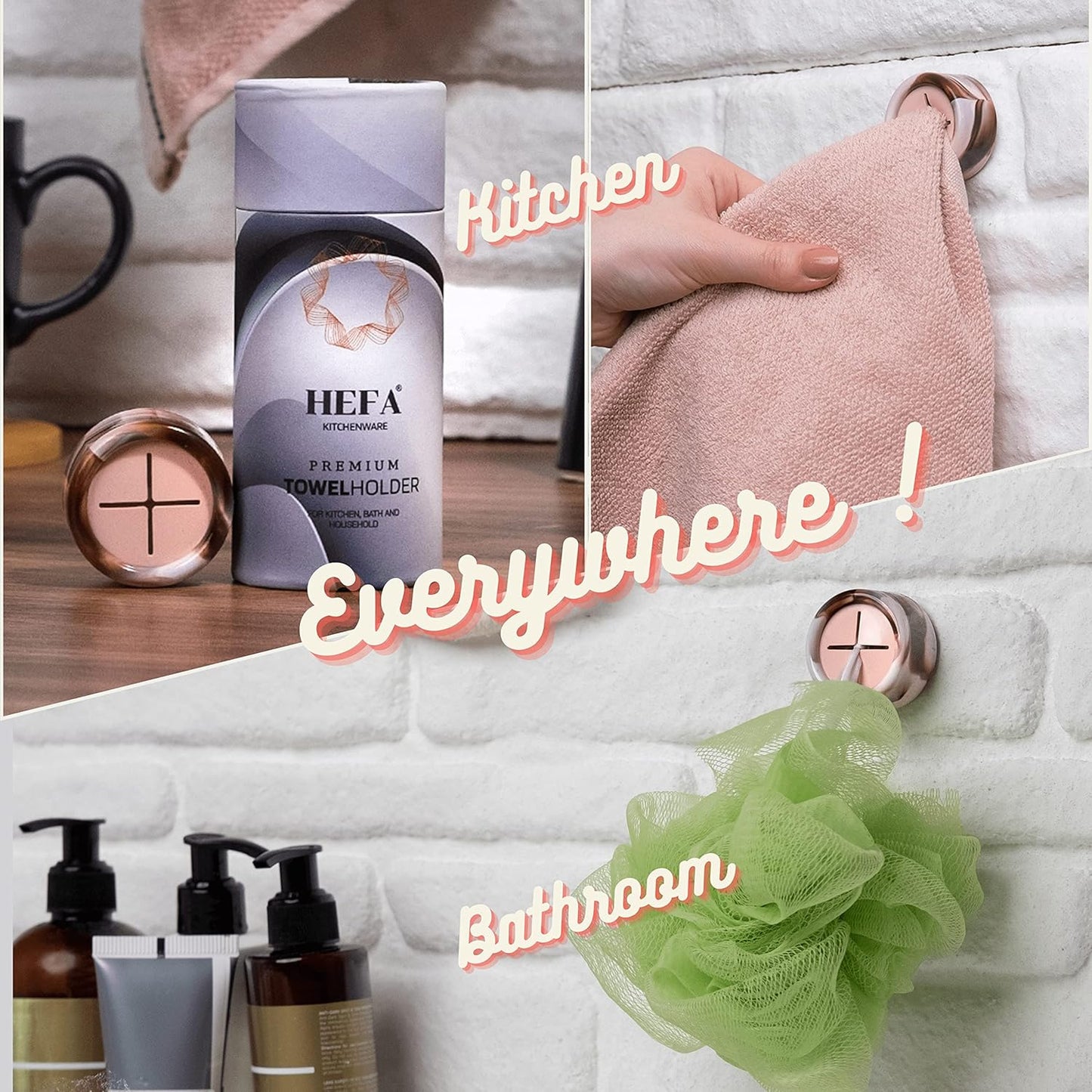 HEFA Towel Holder, Towel Hooks, Dish Towel Holder, Kitchen Organization, Bathroom Accesories, Kitchen Towel Hook, Kitchen Towel Holder, Christmas Gift, Kitchen Gadgets 4 Pack