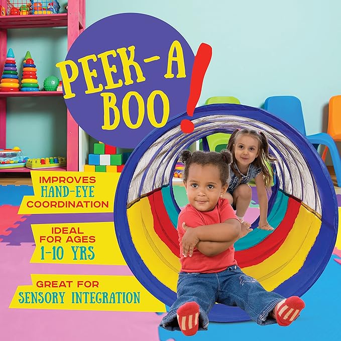 Kiddey Multicolored Play Tunnel for Kids (6’) – (2 Pack)