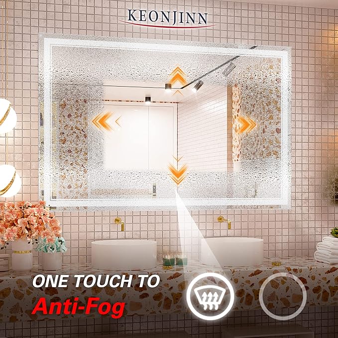 Keonjinn LED Bathroom Mirror with Lights 60 x 40 Inch,
