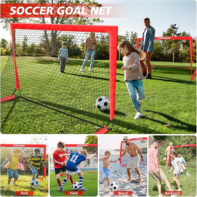 Kids Soccer Goals for Backyard Set of 2 6X4ft Portable