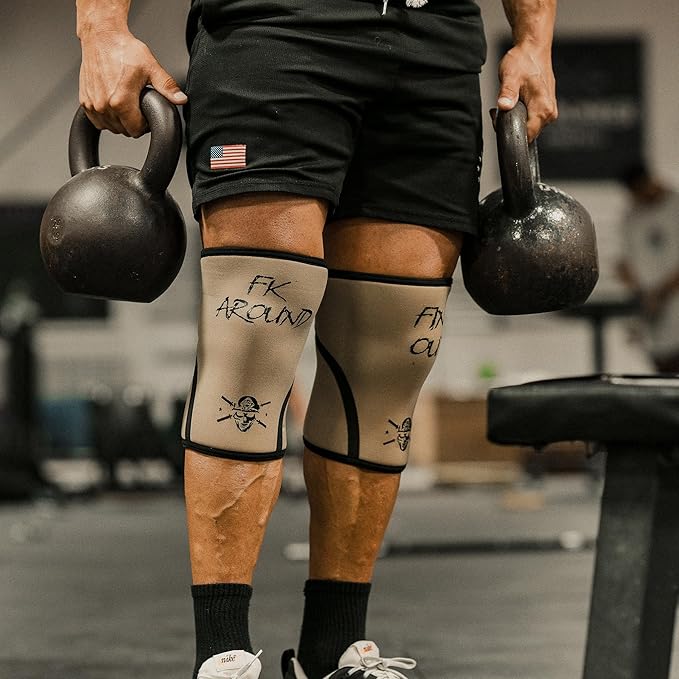 Knee Sleeves for Weightlifting & Powerlifting (7mm Pair) For Men & Women - Knee Wraps for Weight Lifting, Squats, Fitness, Gym Workout, Crossfit - IPF Approved Knee Compression Sleeve Support