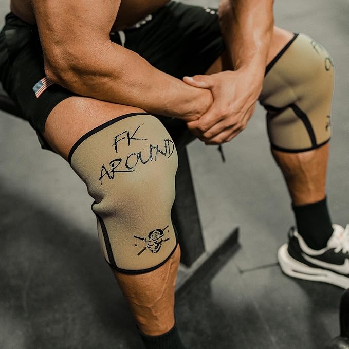 Knee Sleeves for Weightlifting & Powerlifting (7mm Pair) For Men & Women - Knee Wraps for Weight Lifting, Squats, Fitness, Gym Workout, Crossfit - IPF Approved Knee Compression Sleeve Support