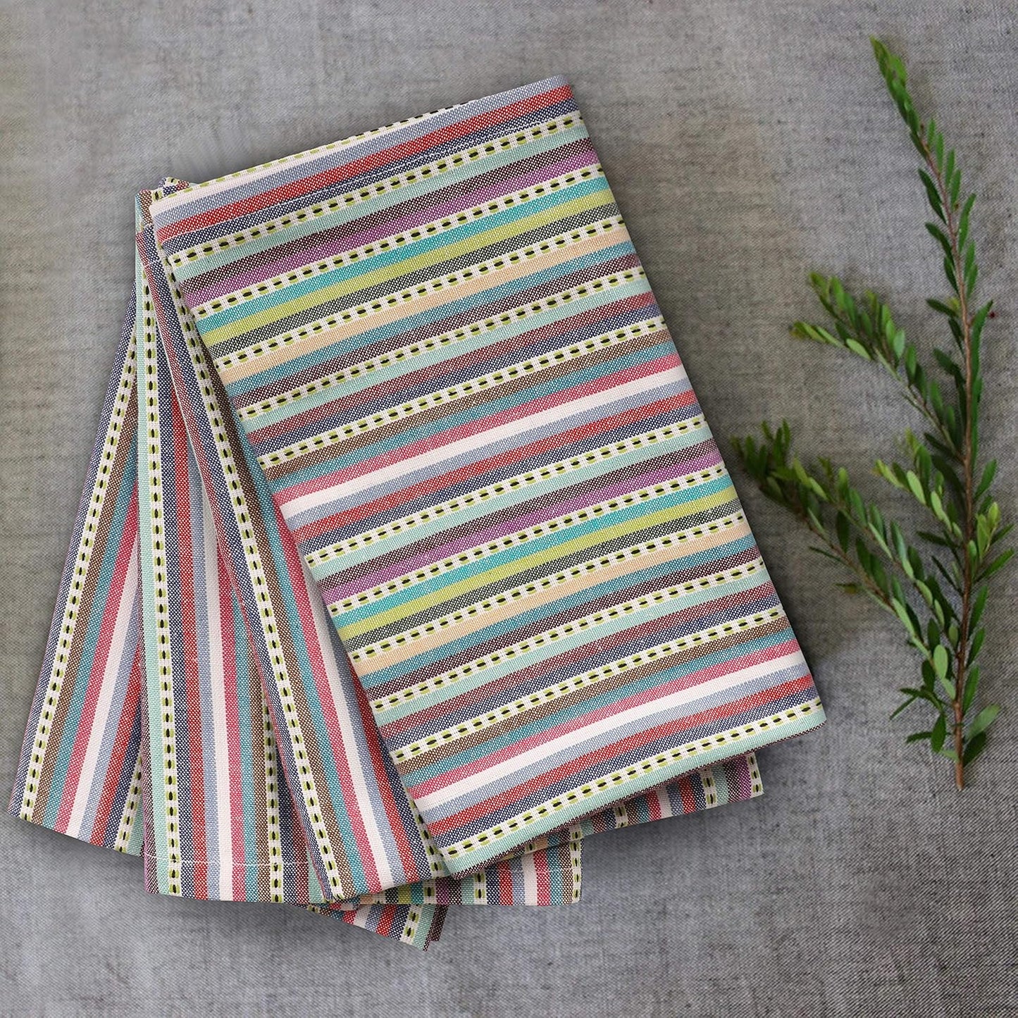 Urban Villa Kitchen Towels Blue Multi Dobby Stripes Premium Quality 100% Cotton Dish Towels Mitered Corners Ultra Soft (Size: 20x30 Inches) Highly Absorbent Bar & Tea Towels (Set of 6)