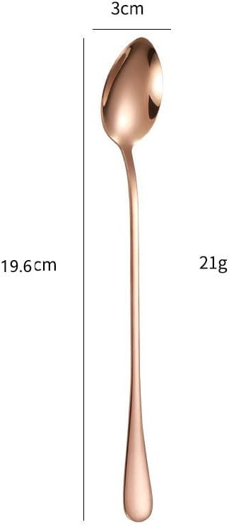 Set of 10 Long-Handle Spoons for Iced Tea, Coffee, and Desserts - Stainless Steel With Rose Gold Plating Mixing Spoons