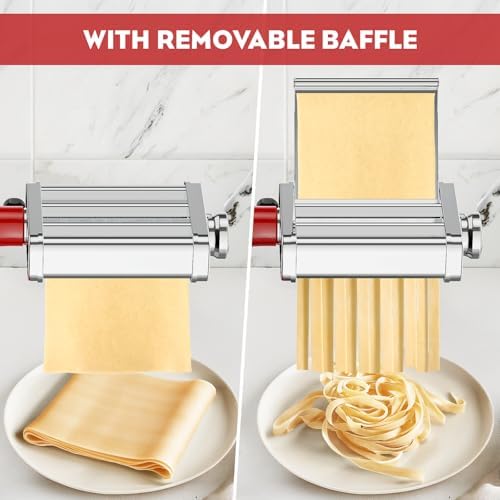 Pasta Maker Attachment for KitchenAid Stand Mixer, 3-in-1 Pasta Maker Includes Pasta Roller, Spaghetti Cutter & Fettuccine Cutter, Stainless Steel Pasta Attachment for KitchenAid Accessories by Cofun